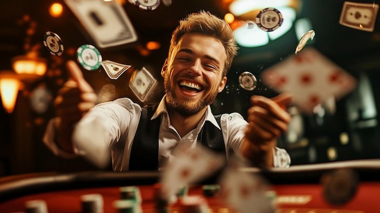 Dealer Speed Baccarat di studio totojudi dengan kartu dan meja permainan