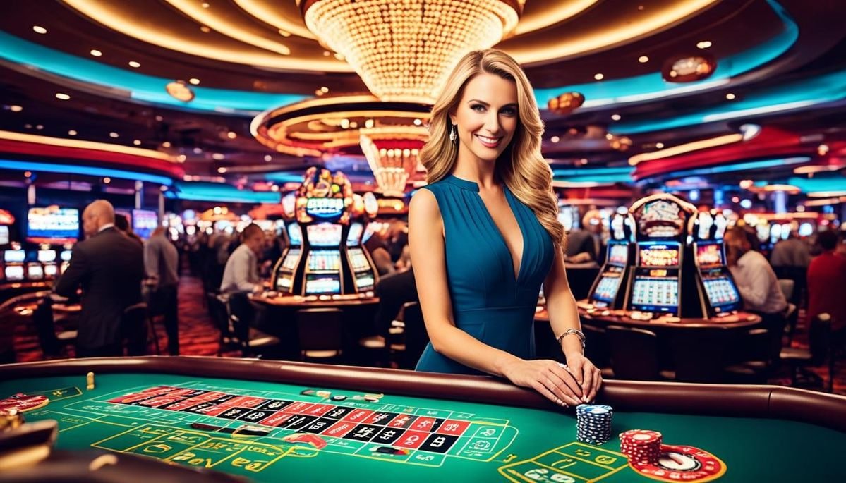 Dealer Speed Blackjack di studio totojudi dengan kartu dan meja permainan